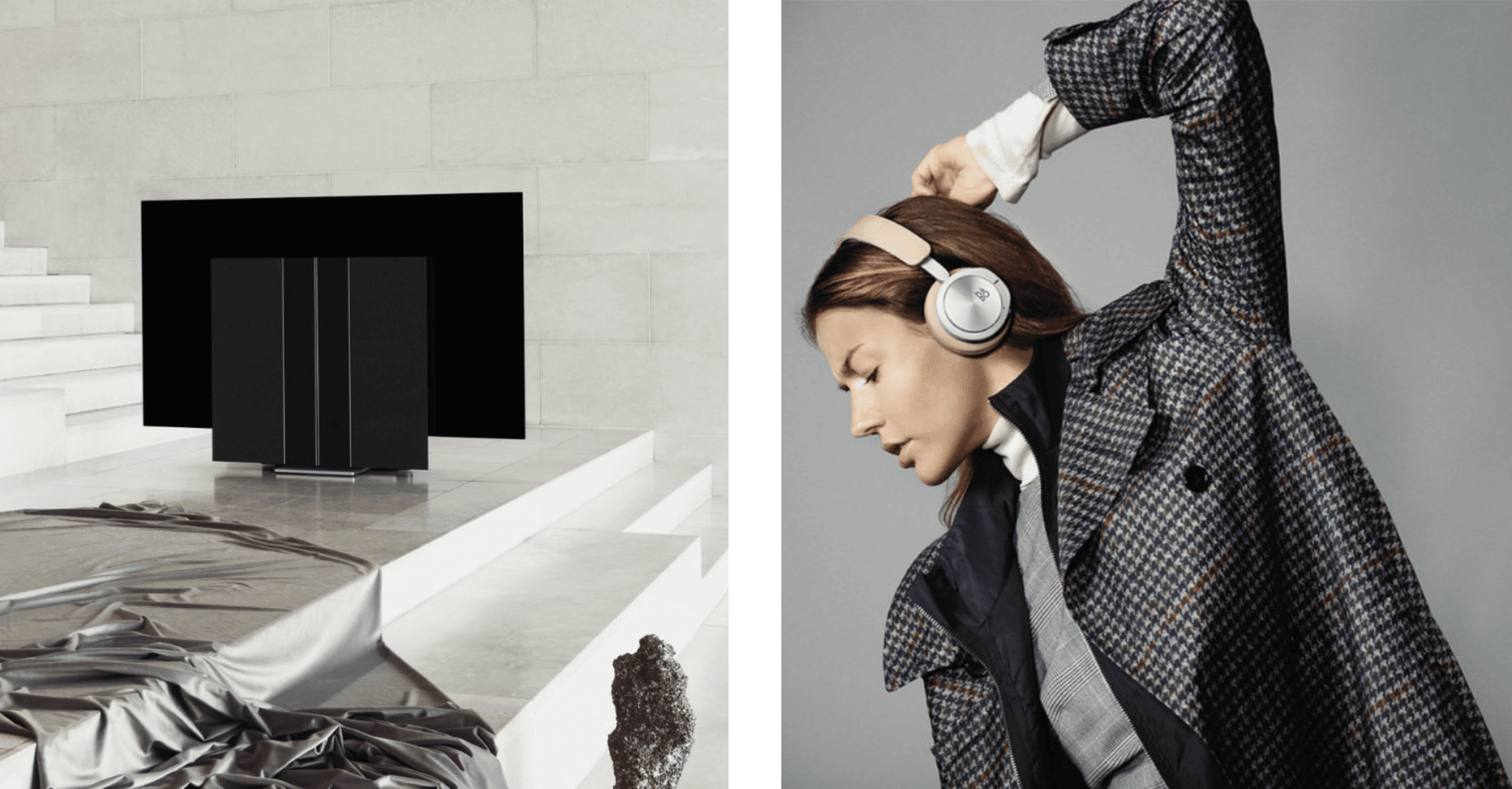 B&O ทีวี Beovision Harmony Grey Melange และ หูฟัง Beoplay H8i