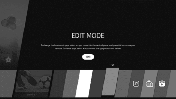 LG Screen Menu Edit Mode