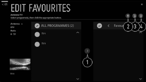 LG Screen Edit Favourites