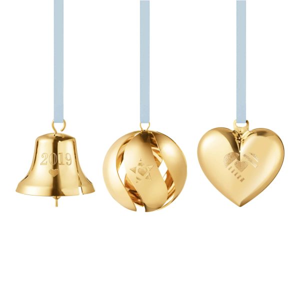 GJ Home Gift set Heart Bell Brass