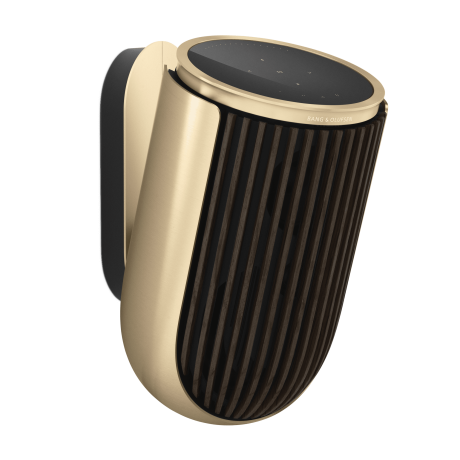 B&O ลำโพง Beolab-8-Gold-Tone-Dark-Oak-Wall-Mount-Front-Side