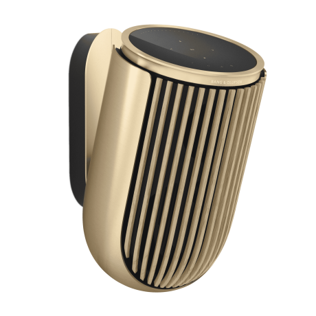 B&O ลำโพง Beolab-8-Gold-Tone-Oak-Floor-Stand-Front