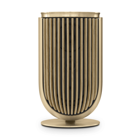 B&O ลำโพง Beolab-8-Gold-Tone-Oak-Table-Stand-Front