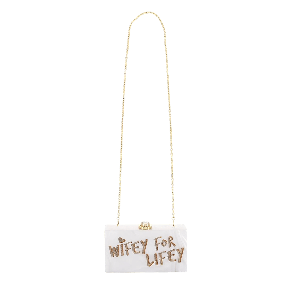 Sophia Webster Cleo Wifey For Lifey White and Gold